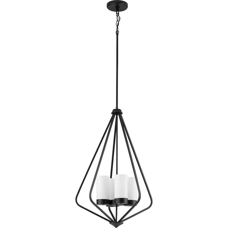 Elevate Collection 4-Light Matte Black Etched Glass Modern Pendant Hanging Light - 20 in x 20 in x 30 in