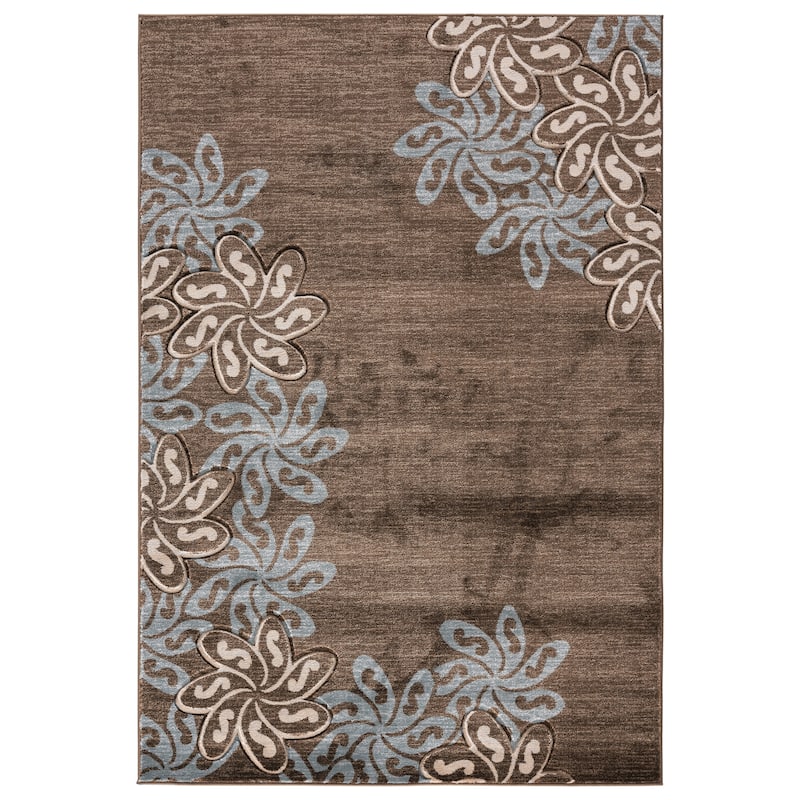 Glamour Collection Floral Polypropylene Area Rug