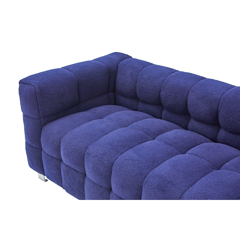 81" Grain Fleece Fabric Sofa with 2 Pillows