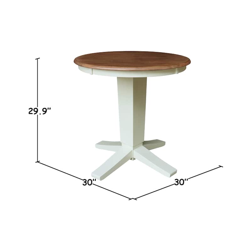 30 in Solid Wood Round Top Pedestal Dining Table