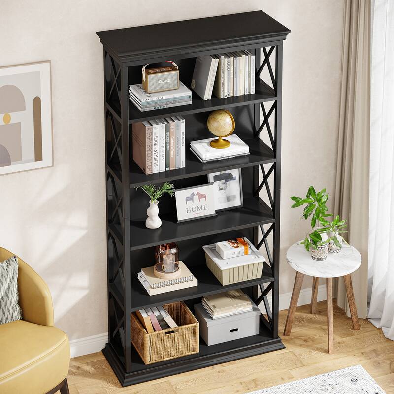 5-Tier Industrial Bookcase, 71 Inches Bookshelves and Bookcases