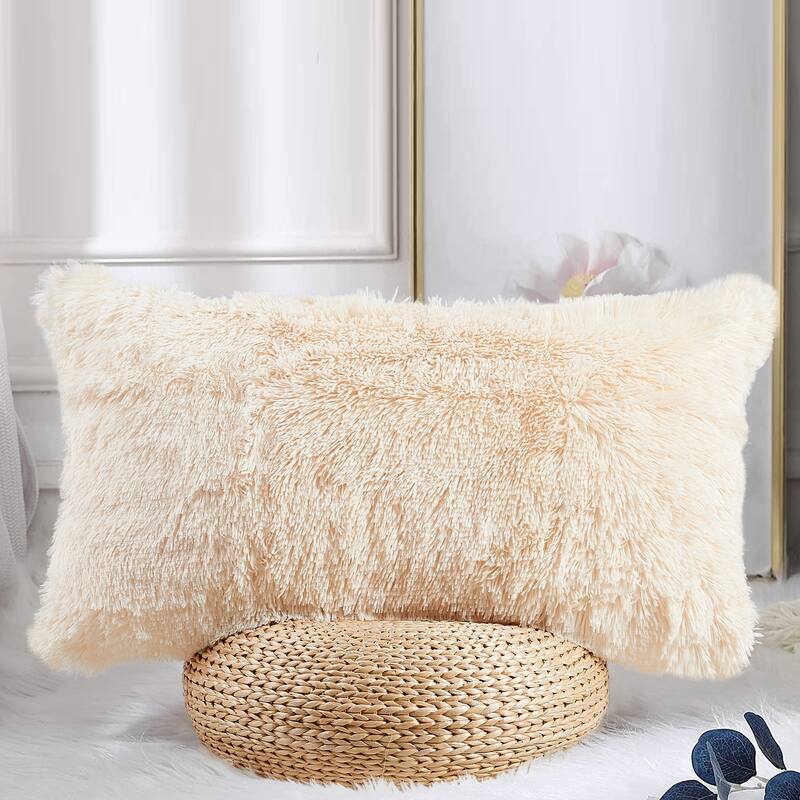 Halsted Shaggy FauxFur Decorative Throw Pillow Cover Set, NO INSERT