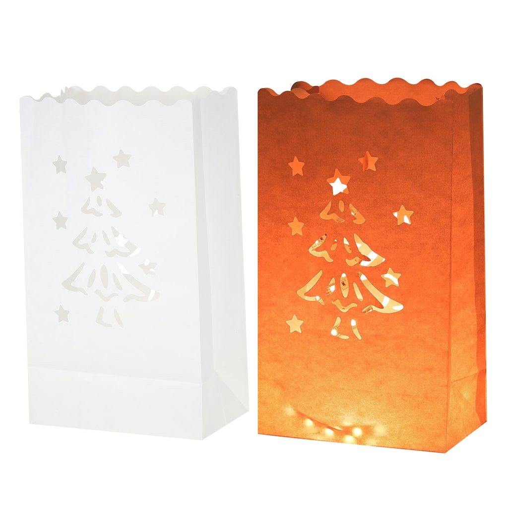 White Paper Luminary Bags, 10Pcs Christmas Flame Resistant Candle Bags