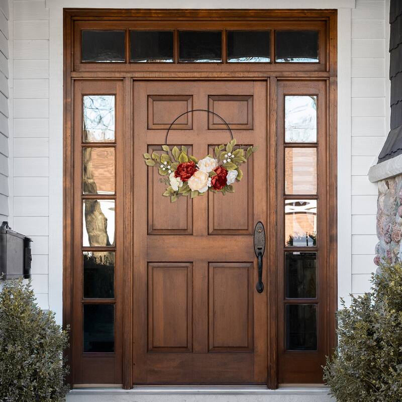 Autumn Harvest Artificial Floral Fall Foliage Twig Wreath with, 21"