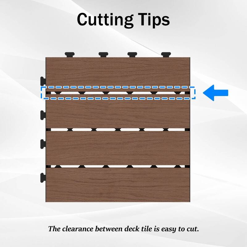 Domi 12" x 12" HDPE Plastic Resin Interlocking Deck Tiles, Waterproof Outdoor Patio Flooring with Drainage Design