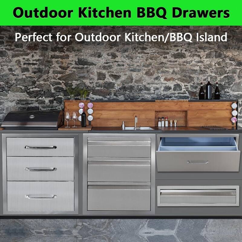304 Stainless Steel Flush Mount Single Layer Access BBQ Drawers