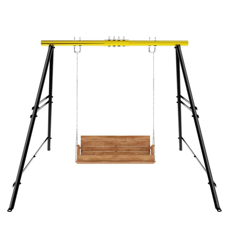 Adjustable A-Frame Swing Stand Powder Coated Steel Indoor and Outdoor Hammock Chair Stand Supports Up to 550 Pounds - N/A - Yellow