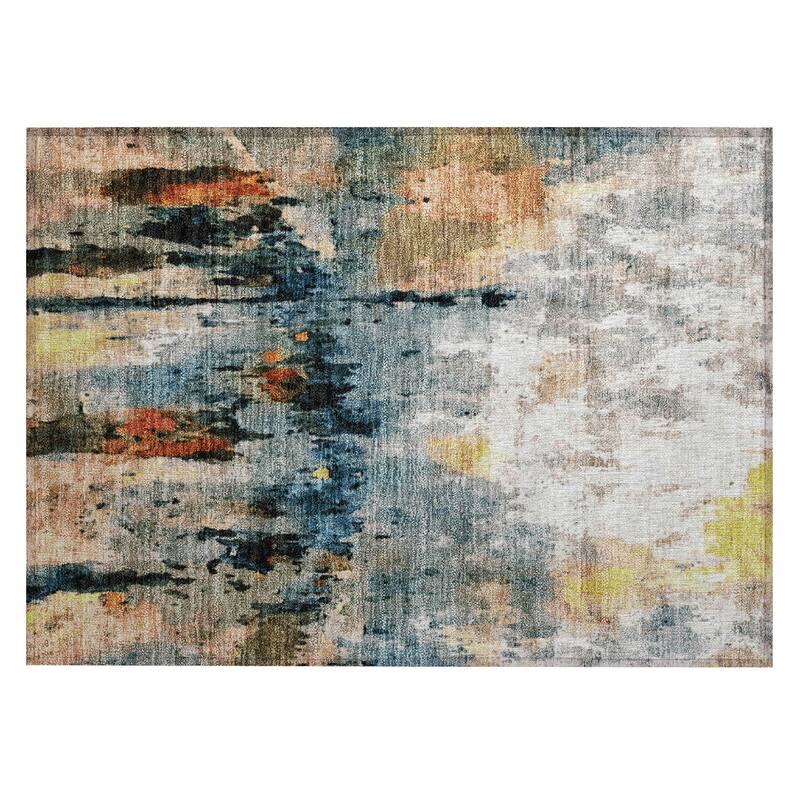 Machine Washable Indoor/ Outdoor Abstract Modern Chantille Rug
