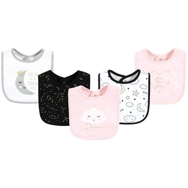 slide 1 of 1, Hudson Baby Infant Girl Cotton Bibs, Dreamer, One Size - Dreamer - One Size One Size - Dreamer