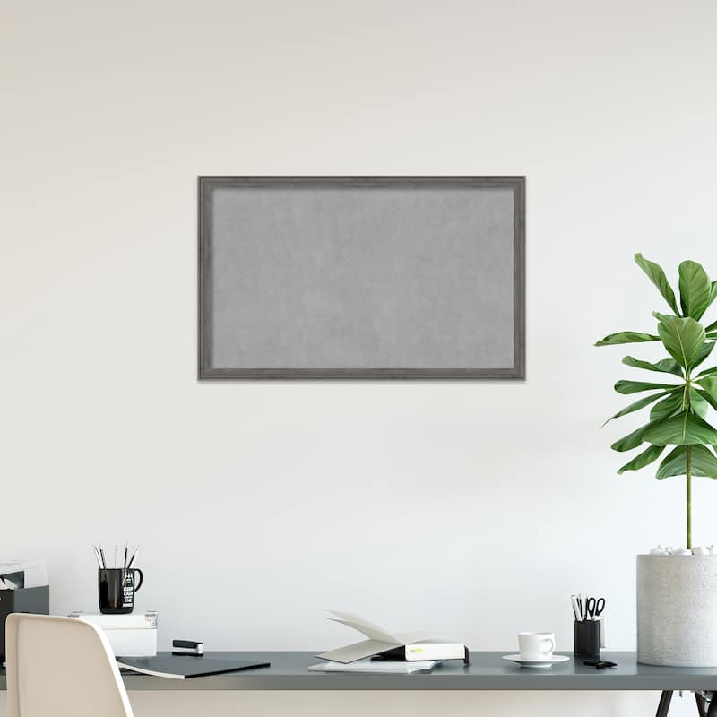 Amanti Art Regis Barnwood Grey Narrow Framed Magnetic Board