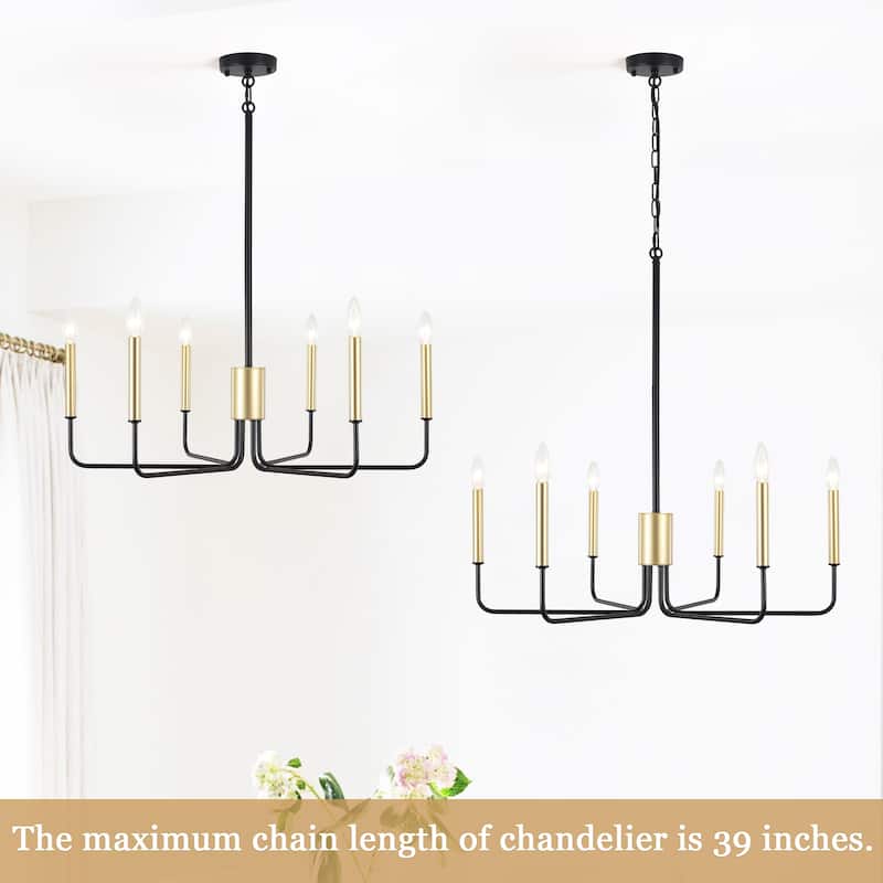 Modern 6-Light Simple Candle Chandelier for Kitchen Island, Living Room, Bedroom, Foyer
