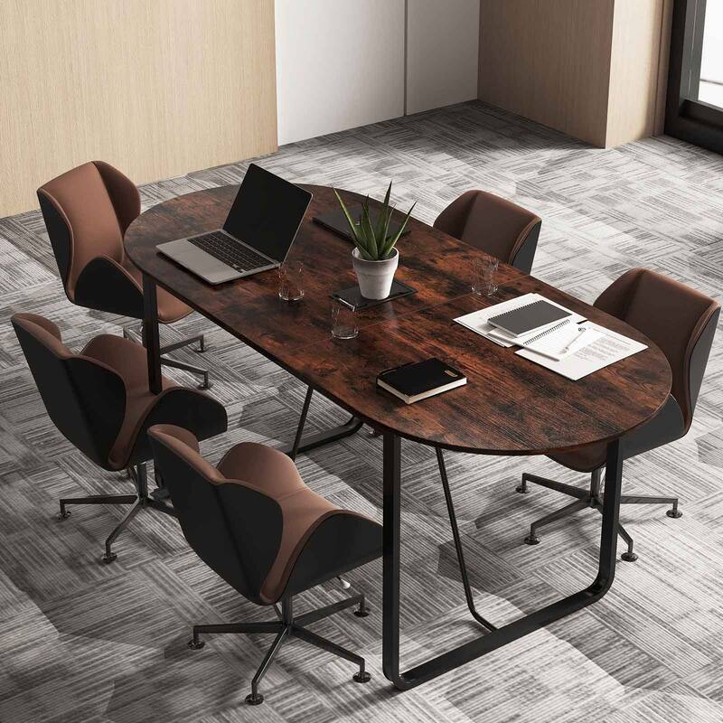 Costway 71 Inches Executive Table, Oval Home Office Table with Cable - See Details