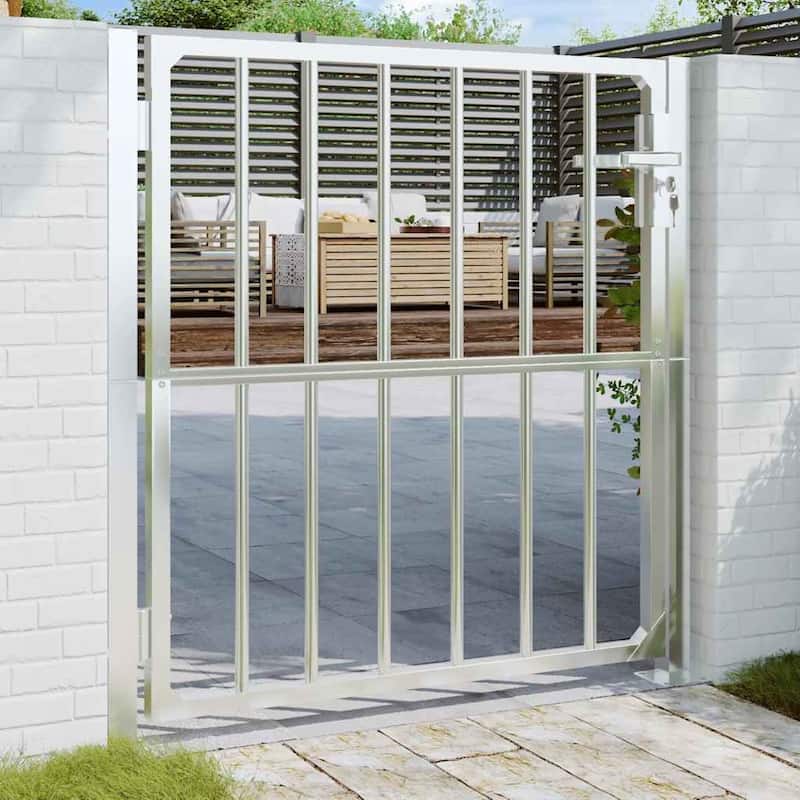 vidaXL Garden Gate Locking Fence Entrance Barrier Patio Lawn Stainless Steel