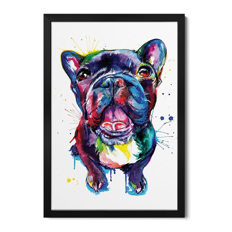 Black Frenchie Premium Framed Poster by Weekday Best - Black - 24x32x1