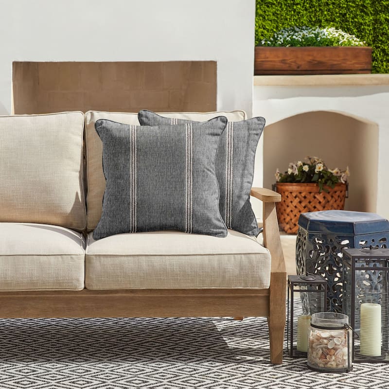 Sorra Home Sunbrella Outdoor Corded Pillow Set of 2 - 20 in H x 20 in W x 6 in D - Lengthen Stone