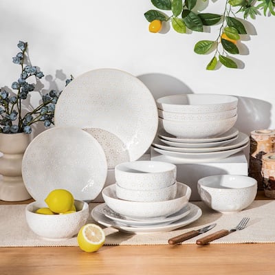 MALACASA LYDIA Embossed Stoneware 16-Piece Dinnerware Set