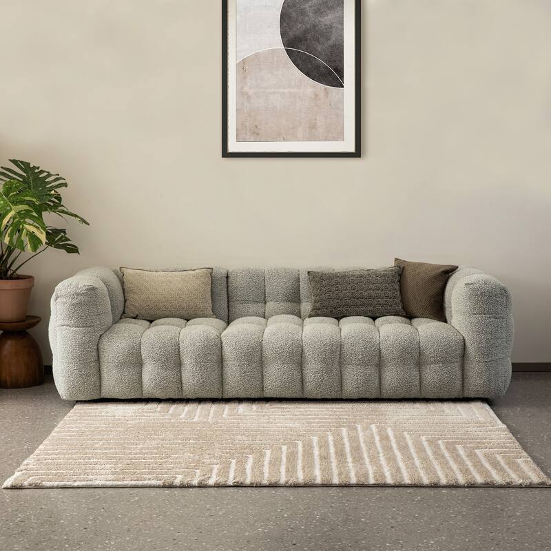 Glitzhome Modern Geometric Abstract Pattern High-Low Shag Area Rugs