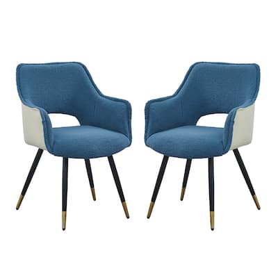 Blue 23.2" Accent Chair with Iron Legs (Set of 2)