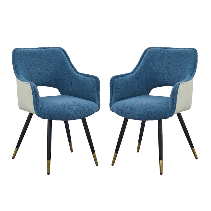 Modern 23.2" Upholstered Accent Chair with Iron Legs for Living Room (Set of 2) - Blue