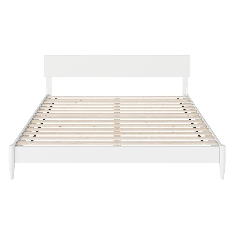 Modern Platform Bed - Solid Wood Low Profile Bed Frame - King Size Bed with USB Ports