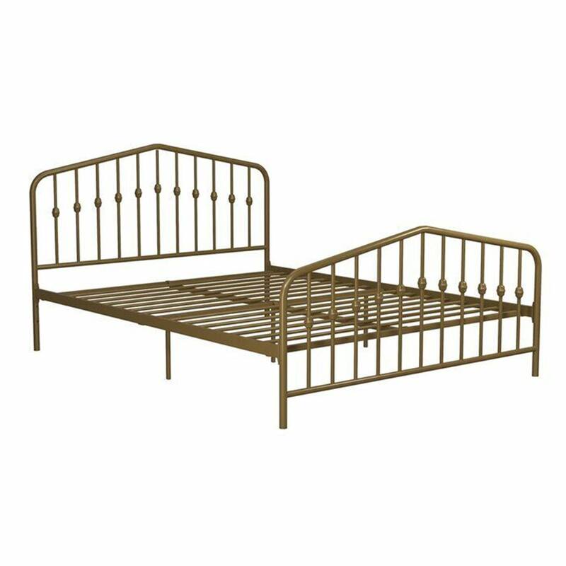 Queen Adjustable Metal Bed in Gold - Orange - Queen