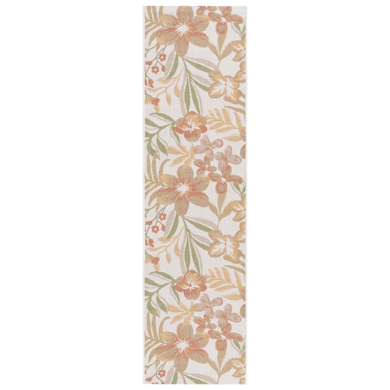 SAFAVIEH Courtyard Aisling Indoor/Outdoor Waterproof Patio Backyard Rug - 2'3" x 8' Runner - Beige/Rust