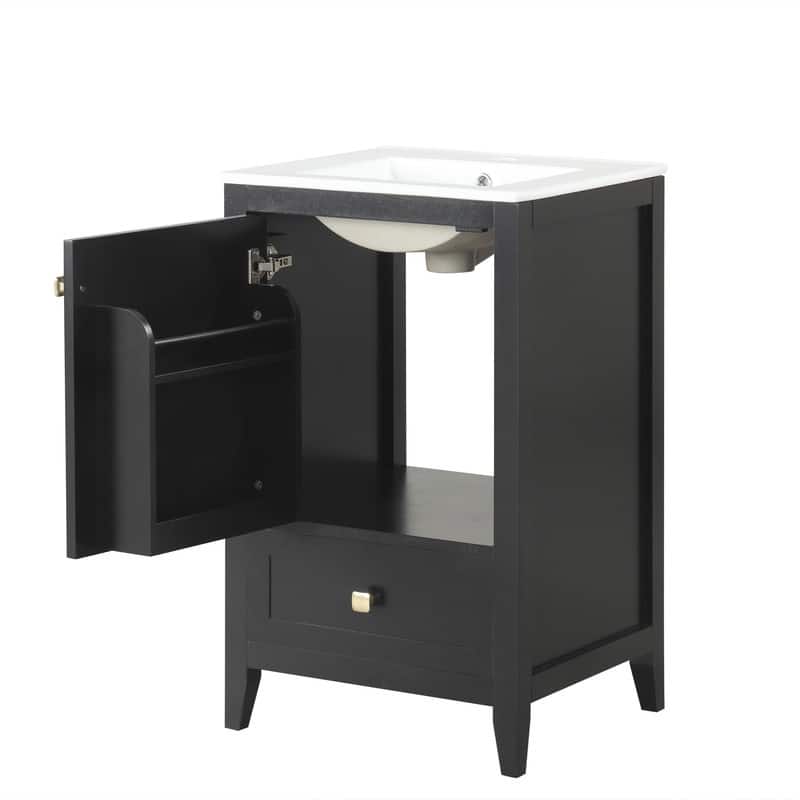 20" Bathroom Vanity with Sink – Soft-Closing Door Cabinet Featuring Storage Rack and Drawer‌ - 20"L x 18.3"W x 34"H