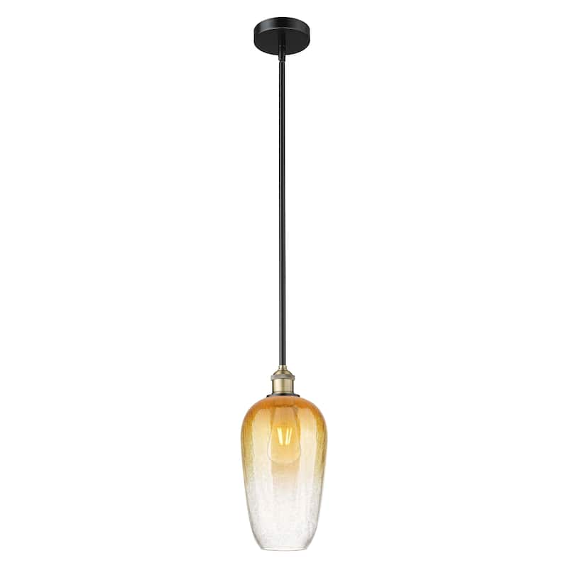 Innovations Lighting Endless Possibilities Edison - Brookhaven Flute - 1 Light 7" Stem Hung Mini Pendant - Black Antique Brass/Amber
