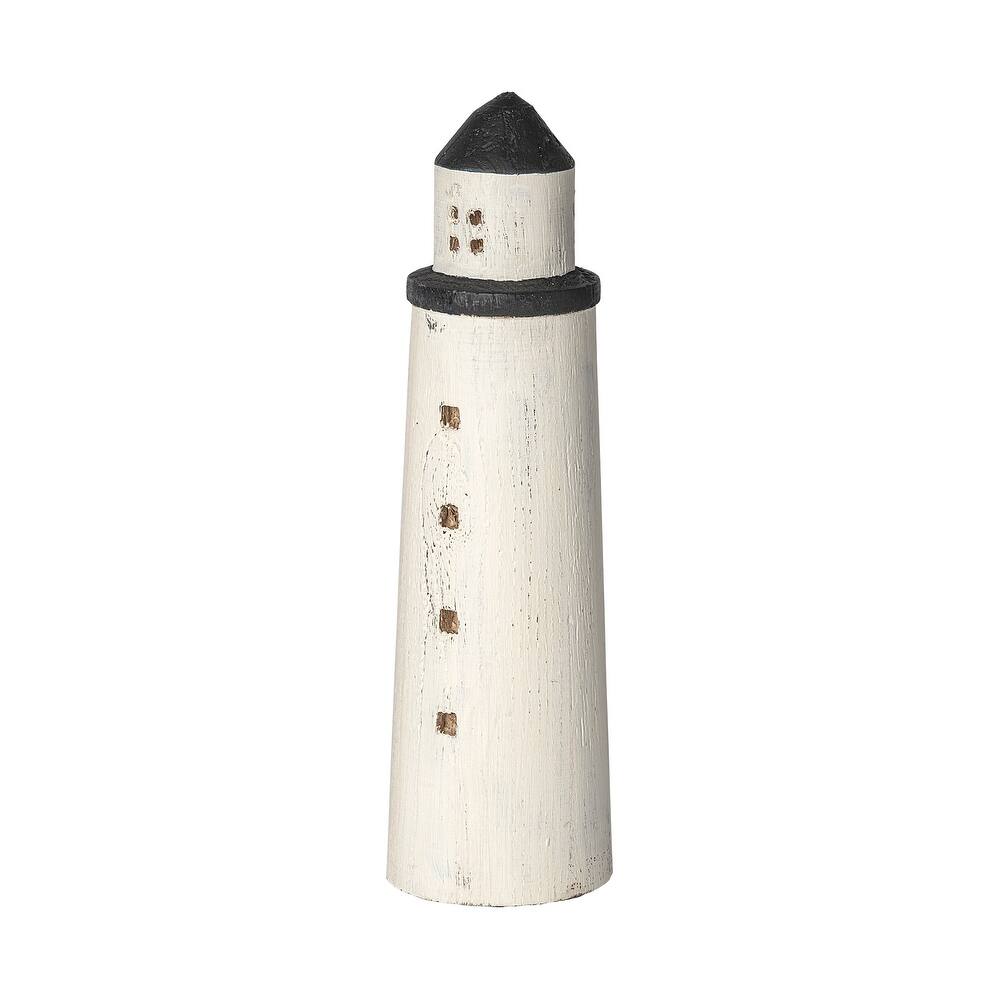 Abner (Large) 4L x 4W White Wooden Coastal Lighthouse