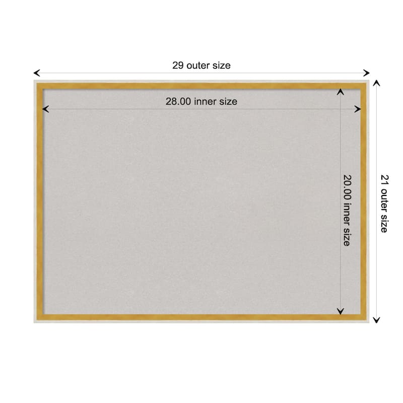 Paige Wood Framed Grey Corkboard Bulletin Board - Paige White Gold - Board Size 28x20