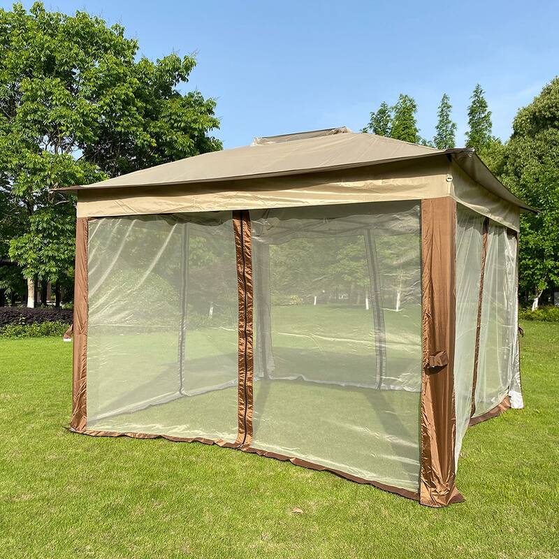 Gazebo with Removable Zipper Netting, 2-Tier Soft Top Event Tent