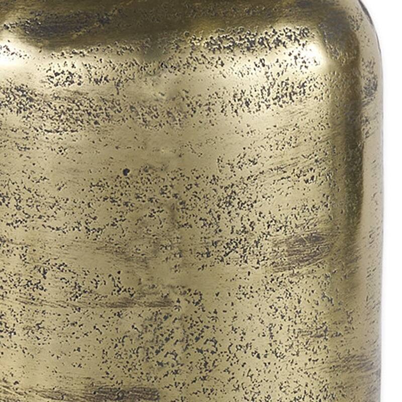 HomeRoots 10" Antiqued Brass Cast Aluminum Cylindrical Tabletop Sculpture - 5.00 in. x 10.25 in. x 5.00 in.