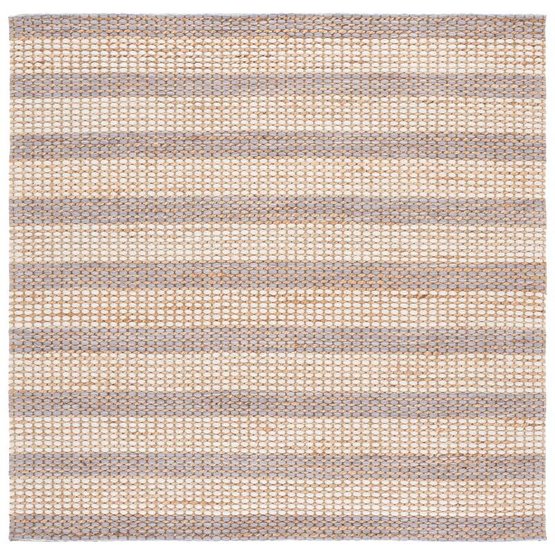 Martha Stewart by SAFAVIEH Handmade Halldis Jute Rug - 6' Square - Natural/Grey