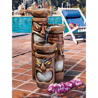 Design Toscano Cascading Aloha Tiki Three-Bowl Garden Fountain