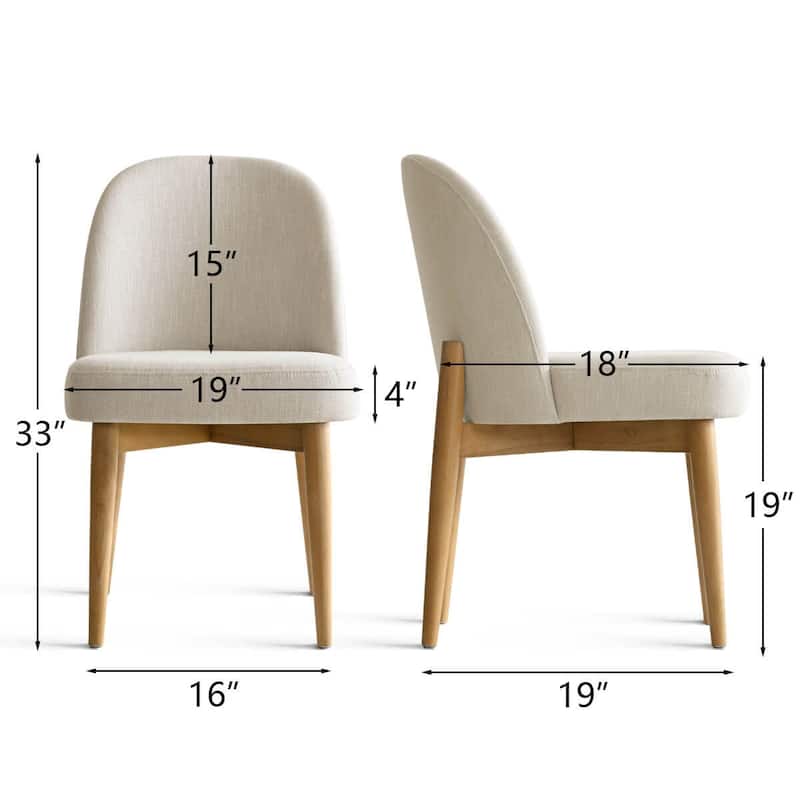 Modern Linen-Blend Parsons Dining Chairs with Solid Wood Legs