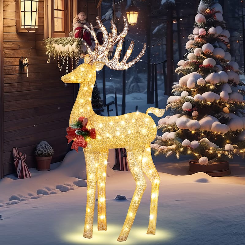 Futzca Christmas Light Holiday Reindeer & Sleigh