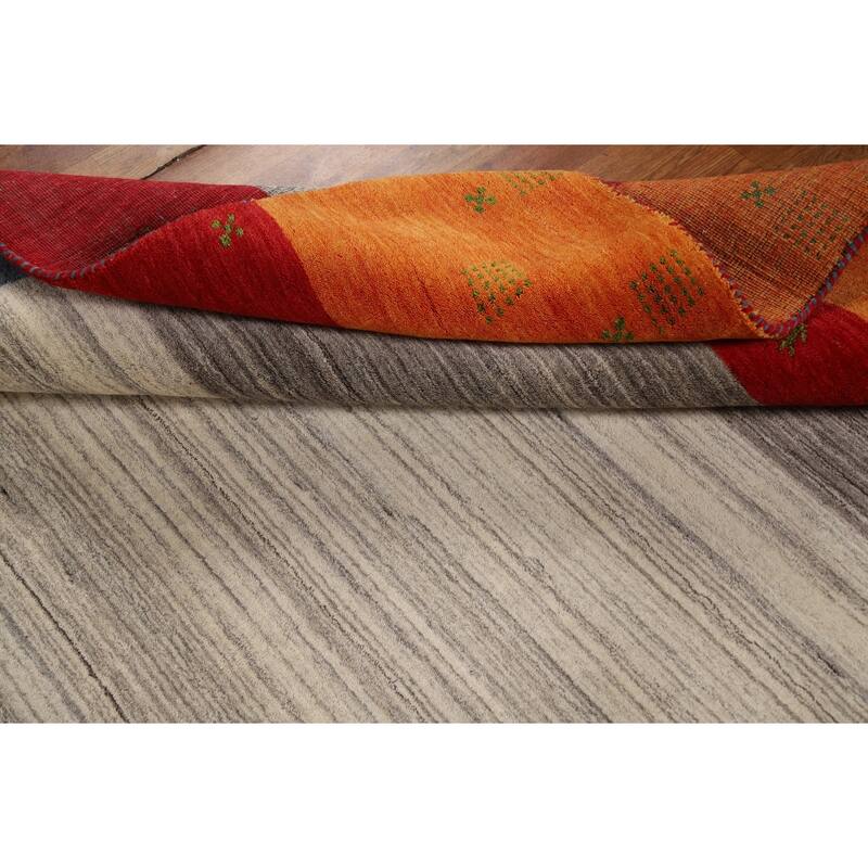Striped Gabbeh Indian Rug Hand-Knotted Contemporary Wool Carpet - 6'5"x 9'8"