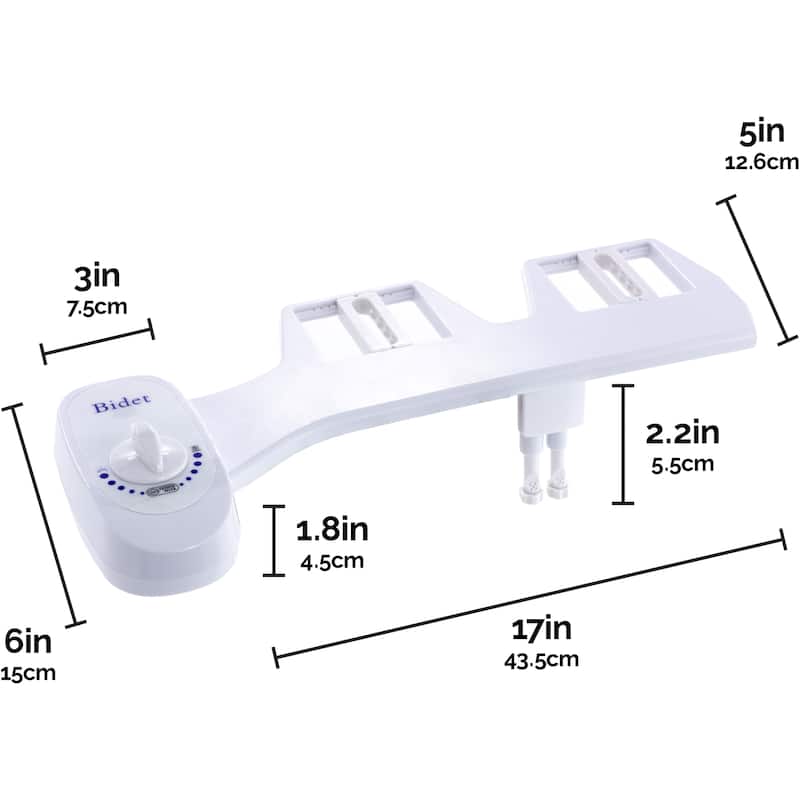 Bidet - Double Nozzle - Non-Electric Toilet Attachment - Self Cleaning