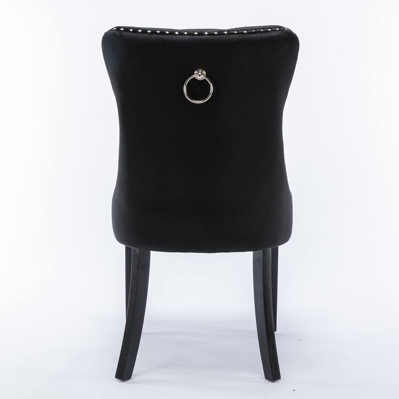 Tufted Velvet Dining Chairs with Nailhead Trim (Set of 2)