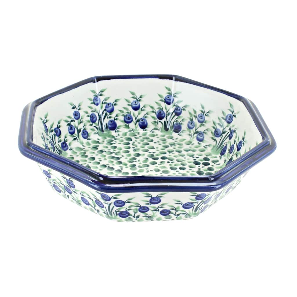 Blue Rose Polish Pottery 238 Zaklady Large Octagonal Bowl