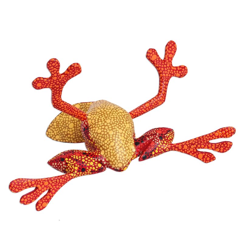 NOVICA Handmade Lithe Tree Frog Wood Alebrije Sculpture