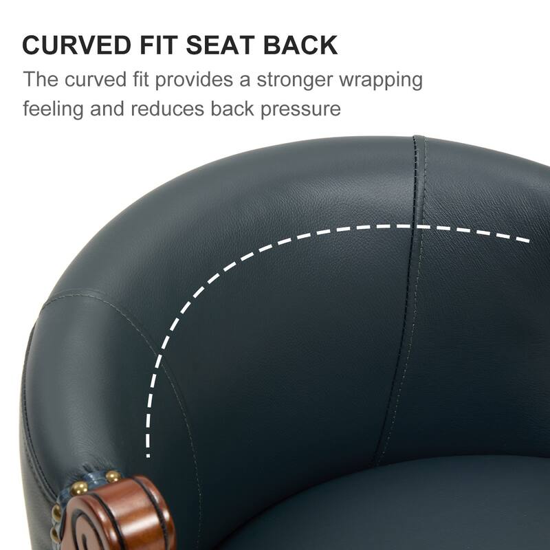 Cow Print Leather Swivel Bar Stool with Back, Wooden Frame & 360-Degree Spin, Bar Height, Dark Blue