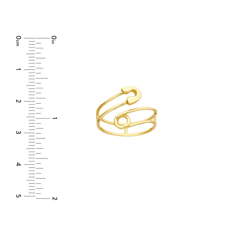Curata 14K Yellow Gold 15mm Open Safety Pin Wrap Ring