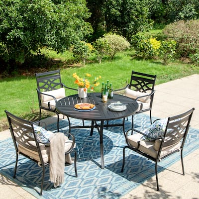 MAISON ARTS 5-Piece Black Metal Outdoor Dining Set
