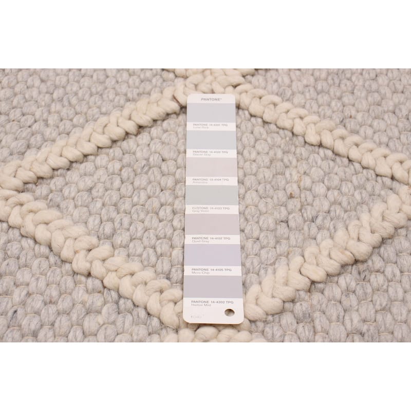 ECARPETGALLERY Braid weave Sienna Grey Wool Rug - 2'3 x 9'10