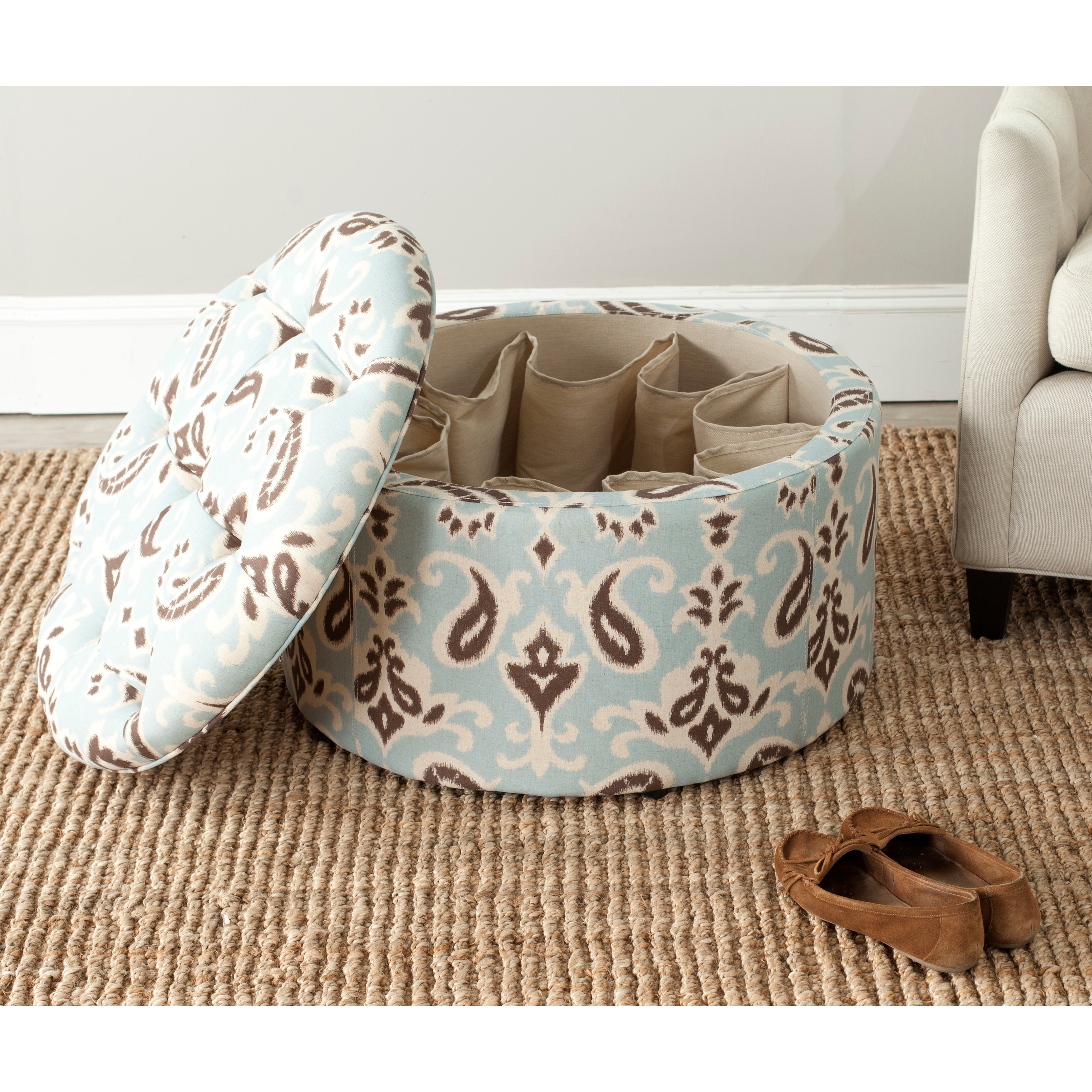SAFAVIEH Pepper Traditional Wood Ottoman, Fully Assembled