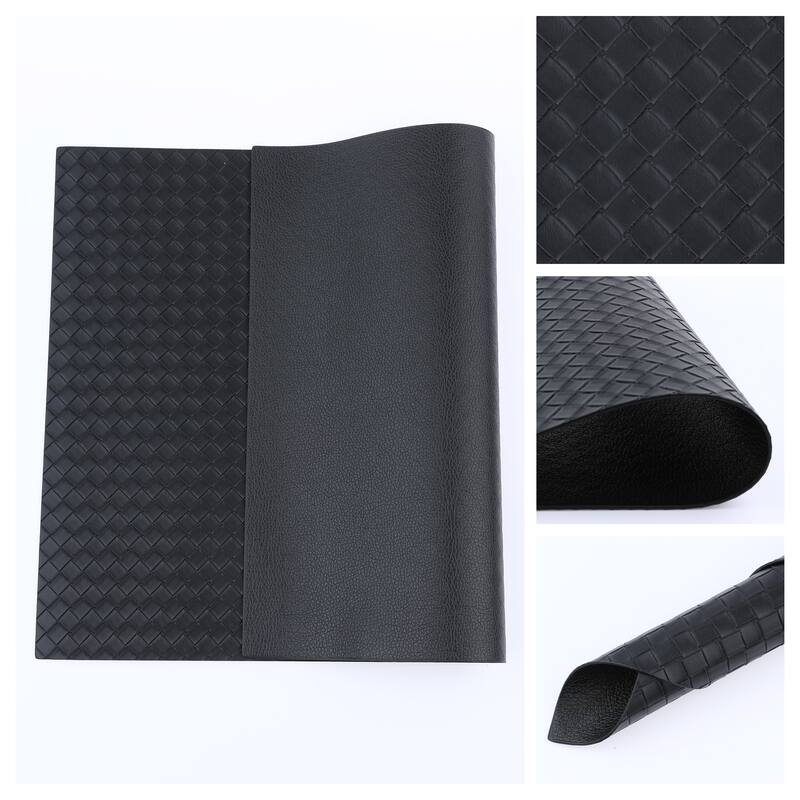 Placemats Set of 6 Leather Placemats for Kitchen Dining Table Decor Heat Resistant Table Placemats Wipeable Table Mat - 17*12in - Black