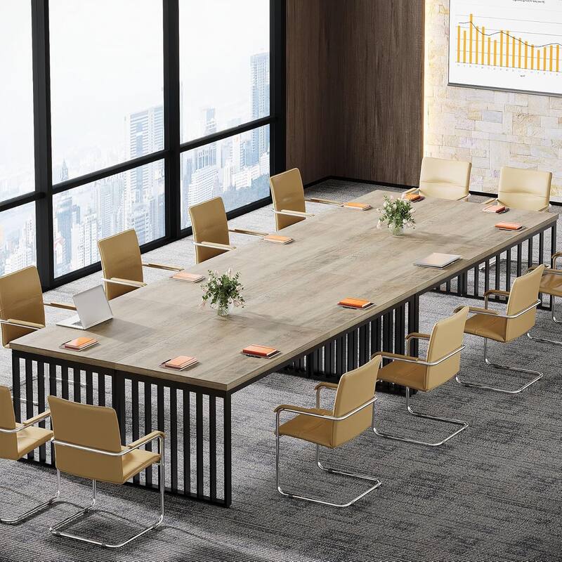 6.56 ft Industrial Conference Table, Rectangular Meeting Table for Seminar, Business & Negotiation