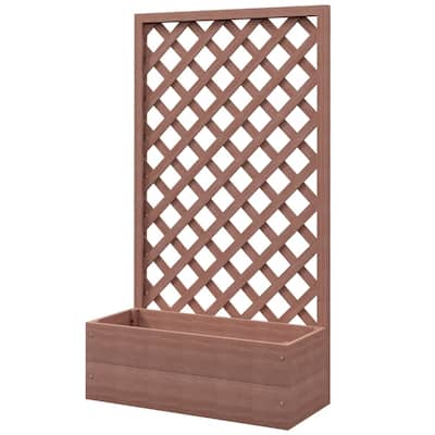 Outdoor Solid Fir Wood Flower Shelf Garden Planter Bed with Back Net Board for Herb or Plants - 28.5"L x 12.5"W x 58.75"H