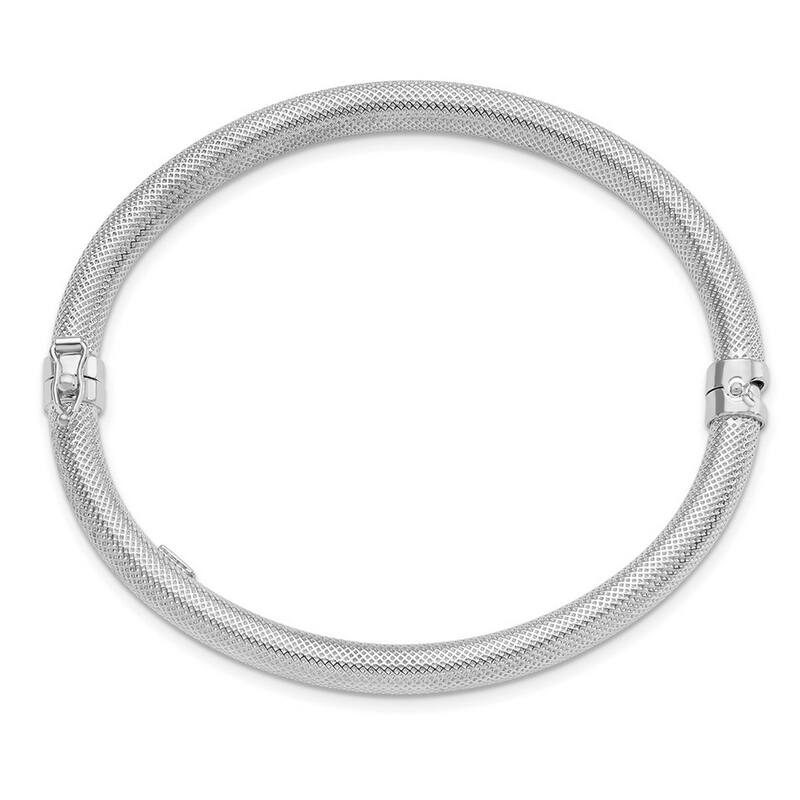 Curata 925 Sterling Silver 7" 5mm Mesh Hinged Stackable Bangle Bracelet